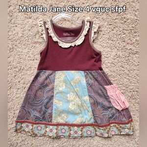 Matilda Jane Burgundy and Floral Kids Dress